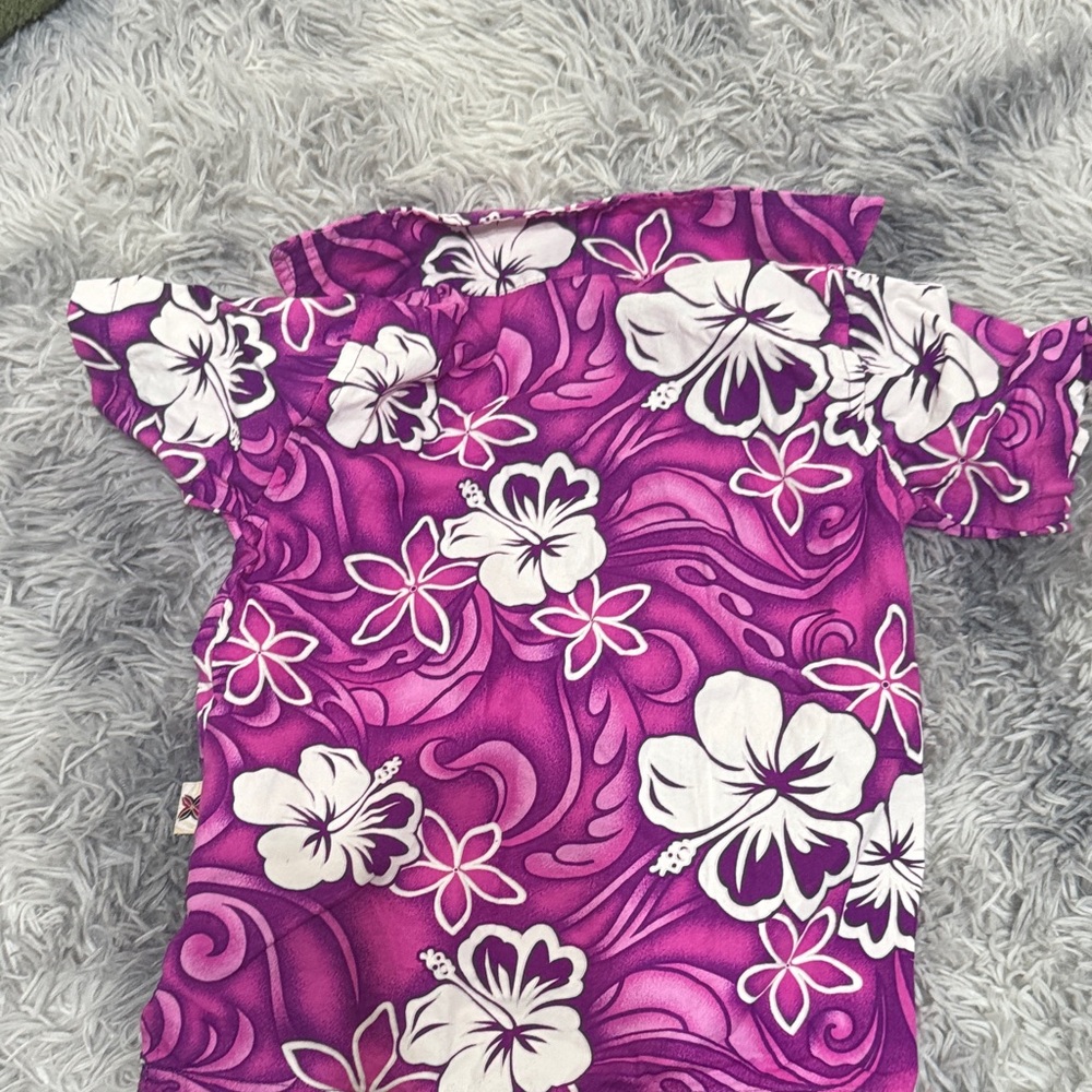 Kids' Vibrant Purple Floral Button Down Shirt - Picture 3 of 5
